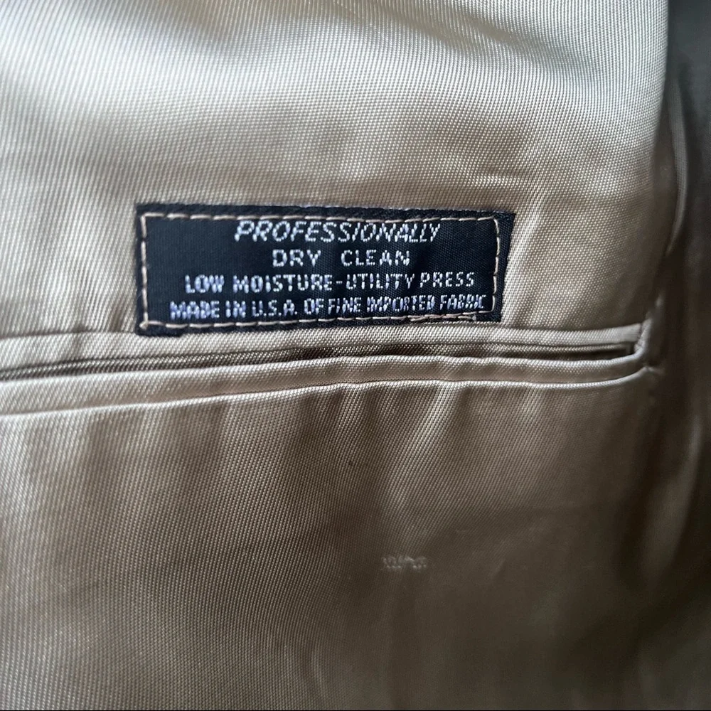 Pierre Cardin brown tan suit jacket one button- military front buttons